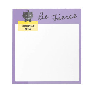 Bloc De Notas Be Fierce Sable Black Cat Personalizado Note Purpl