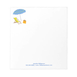 Bloc De Notas Beach Chair Umbrella Tropical Summer Stripe Ocean