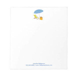 Bloc De Notas Beach Chair Umbrella Tropical Summer Stripe Ocean