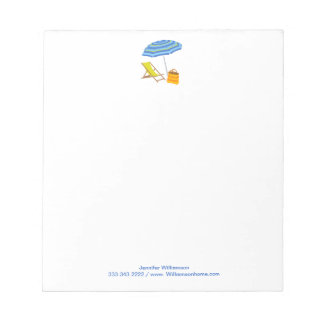 Bloc De Notas Beach Chair Umbrella Tropical Summer Stripe Ocean