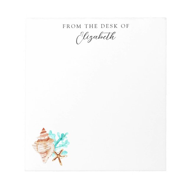 Bloc De Notas Beach Coastal Seashells Tropical From the Desk Of (Frente)