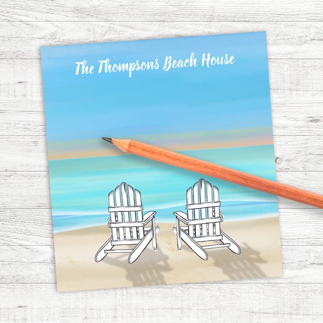 Bloc De Notas Beach House Blue Ocean personalizado (Beach House Personalized Notepad.)