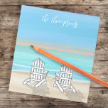 Bloc De Notas Beach Watercolor Ocean Seashore Adirondack Chairs<br><div class="desc">Este diseño presenta una playa divertida con acuarela, magnífica para la cabaña costera de la casa de playa, un sol de arena de agua náutica, con conchas de agua del océano y un dólar, una naturaleza salvaje con peces estrella botánica, un divertido personalizado creativo personalizado, un simple y mínimo minimalista...</div>