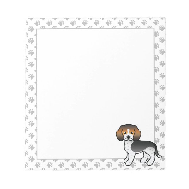 Bloc De Notas Beagle con garrapatas azules, perro de dibujos ani (Frente)
