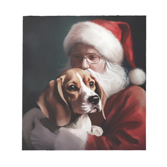 Bloc De Notas Beagle con Navidades festivos de Santa Claus (Frente)