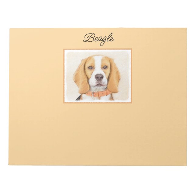 Bloc De Notas Beagle Hound Dog Pintura original de animales (Frente)