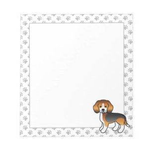 Bloc De Notas Beagle Tricolor Perro De Dibujos Animados Lindo & 