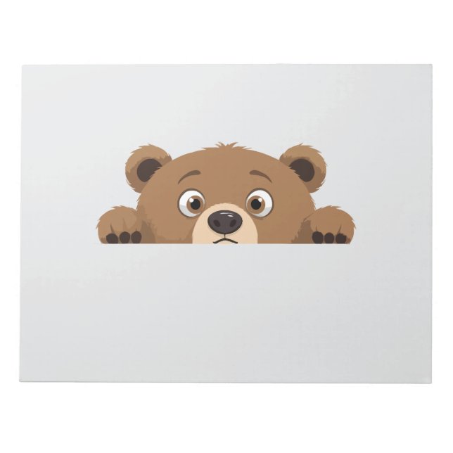 Bloc De Notas Bear Peeking Cute Adorable Gracioso Personalizado  (Frente)