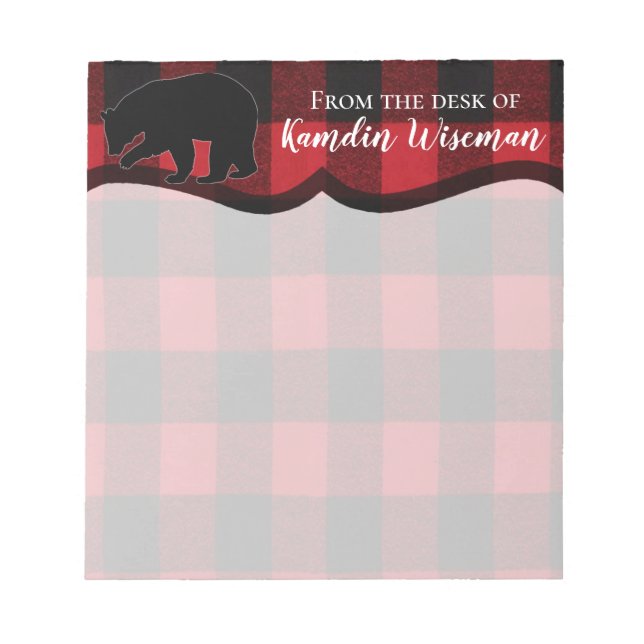 Bloc De Notas Bear rojo de Búfalo rojo personalizado negro (Frente)