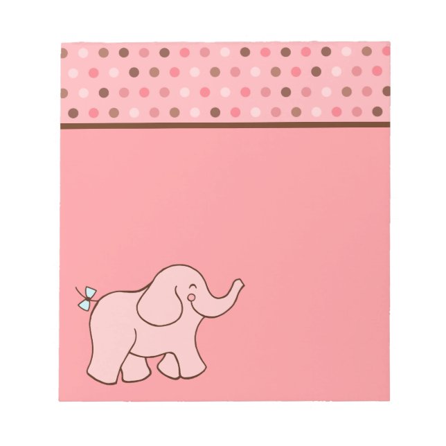 Bloc De Notas Bebé de Punto Rosado Elefante Notepad (Frente)