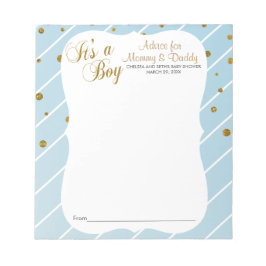 Bloc De Notas Bebé dulce azul y cartón de oro - Consejo