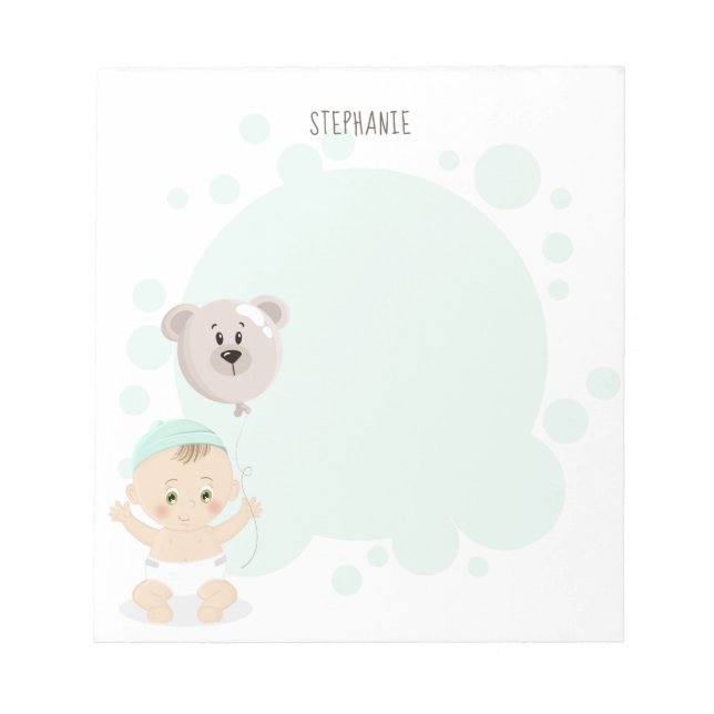 Bloc De Notas Bebé dulce y globo de oso (Frente)