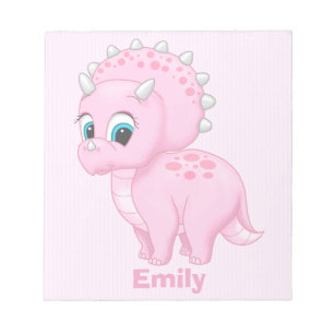 Bloc De Notas Bebé lindo Triceratops rosado Dinosaurio