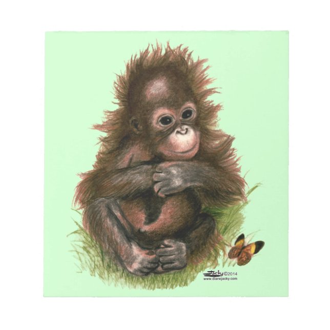Bloc De Notas Bebé orangután y mariposa (Frente)