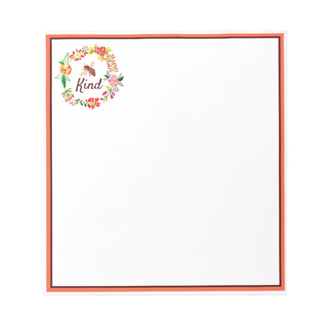 Bloc De Notas Bee amable floral (Frente)