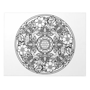 Bloc De Notas Bee Flower Garden Mandala Colorear el almohadilla