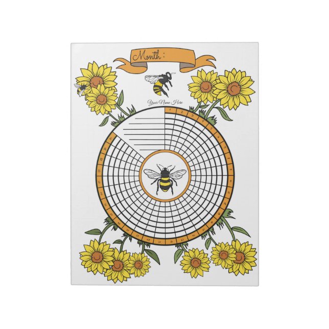 Bloc De Notas Bee Habit Tracker Personalizado Notepad (Lado Izquierdo)