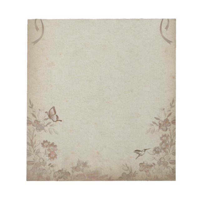 Bloc De Notas Beige floral vintage (Frente)