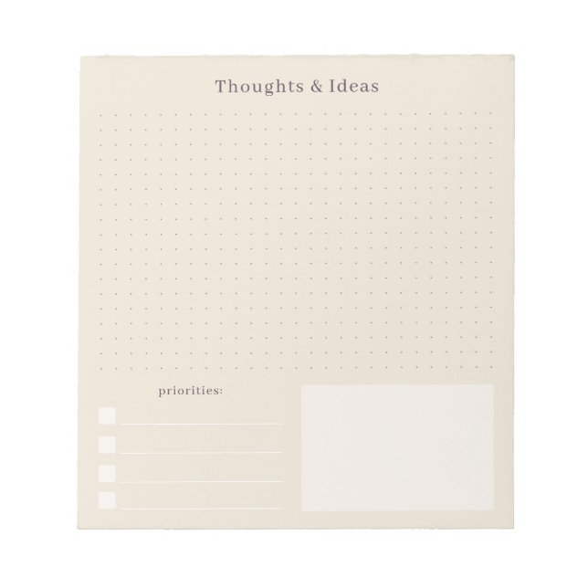 Bloc De Notas Beige minimal and simple Thoughts & Ideas  (Frente)