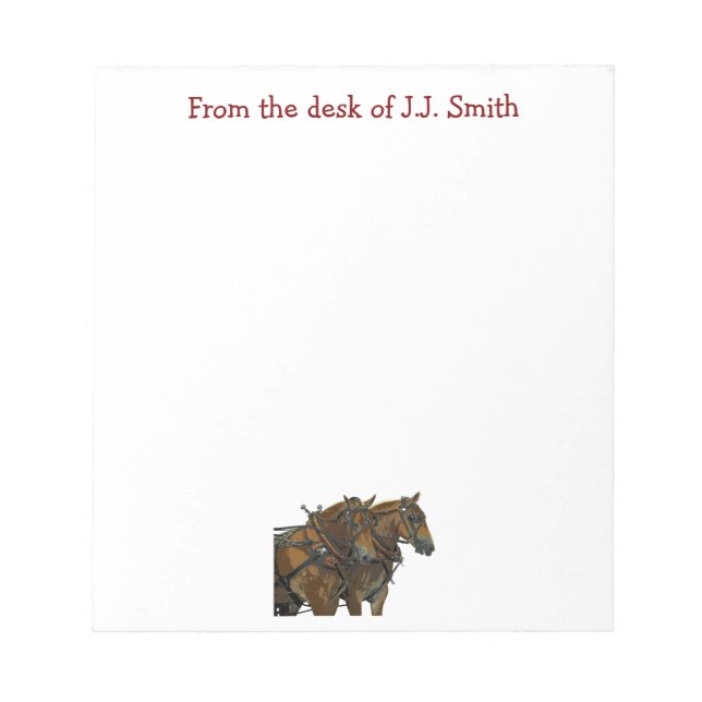 Bloc De Notas Belgian Draft Horse Team Notepad (Frente)