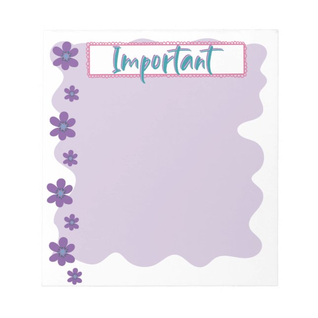 Bloc De Notas Bellas Violetas Importantes Notepad (Frente)