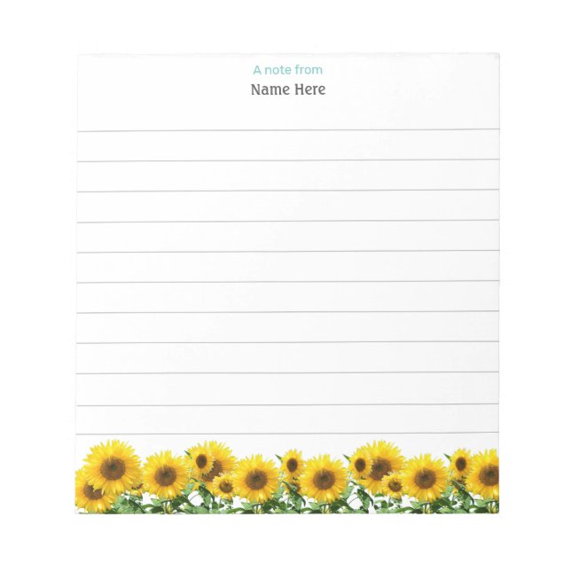 Bloc De Notas Bellos Sunflowers Lined Notepad (Frente)
