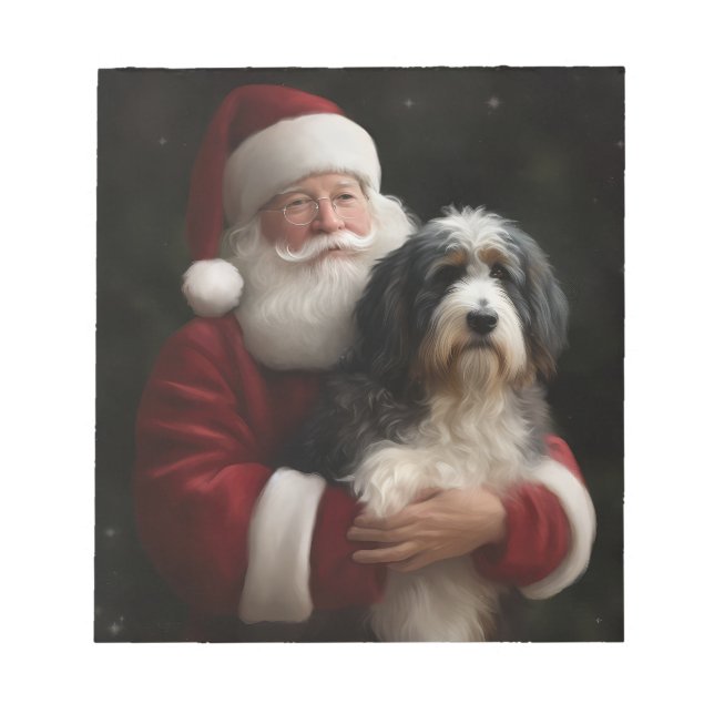 Bloc De Notas Bernedoodle con Navidades festivos de Santa Claus (Frente)