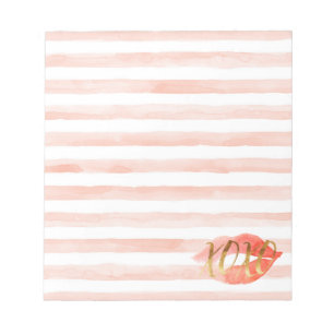 Bloc De Notas Beso de color de agua Rubor Pink Gold XOXO