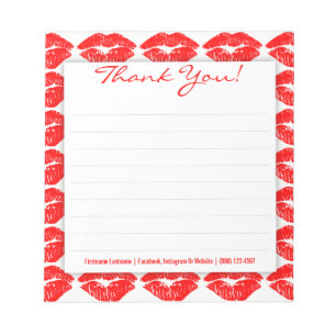 Bloc De Notas Besos rojos en blanco - el personalizado le