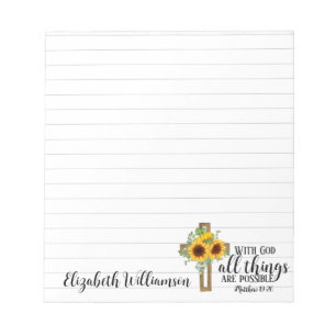Bloc De Notas Biblia cristiana Verse girasoles nombre cruzado en