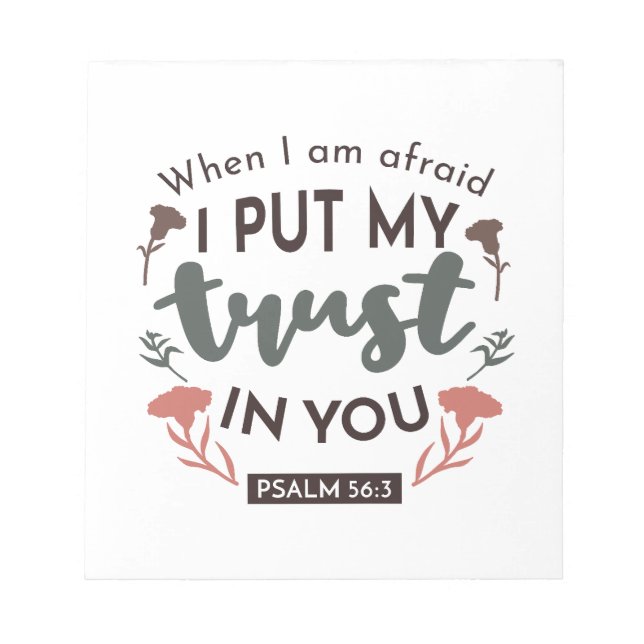 Bloc De Notas Biblia floral contra arte 'Puse mi confianza en ti (Frente)