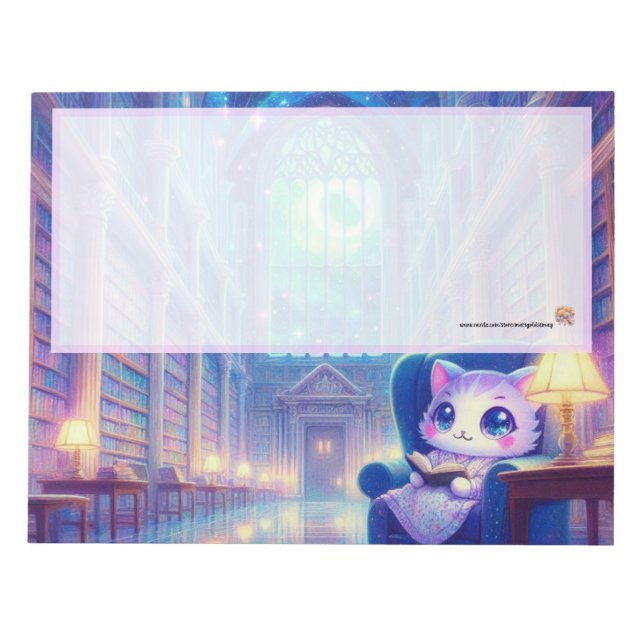 Bloc De Notas Biblioteca Gatito Lavanda (Frente)
