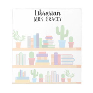 Bloc De Notas Bibliotecario personalizado de vuelta al cactus de