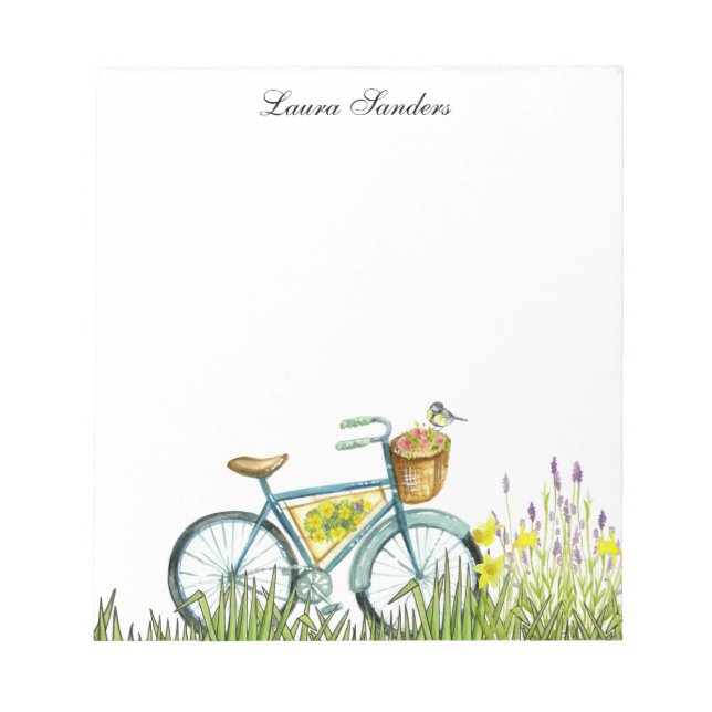 Bloc De Notas Bicicleta Con Cesta De Flores (Frente)