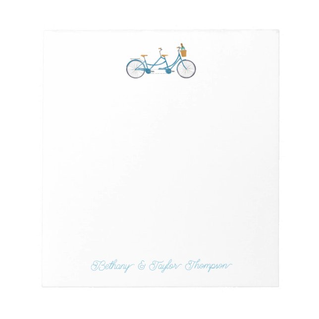 Bloc De Notas Bicicleta de dos acuarelas Tandem y nombres (Frente)