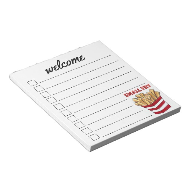 Bloc De Notas Bienvenida Baby Shower de Alimentos de Fries Franc (Lado Derecho)