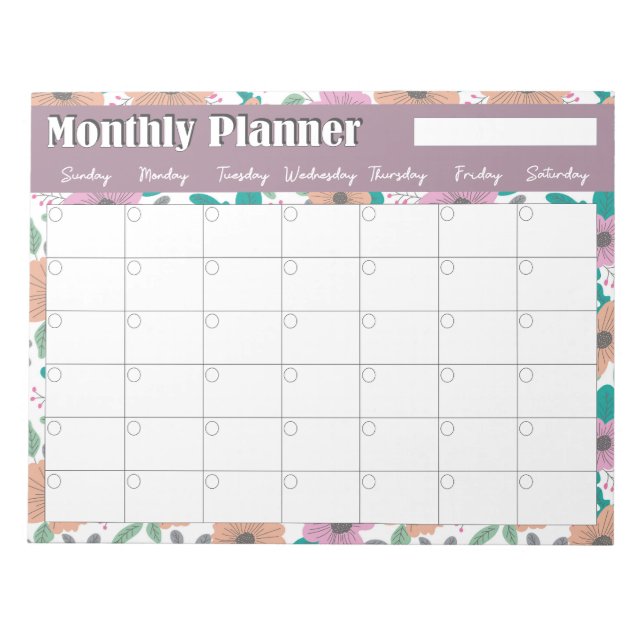 Bloc De Notas Big Bright Flowers Monthly Planner (Frente)
