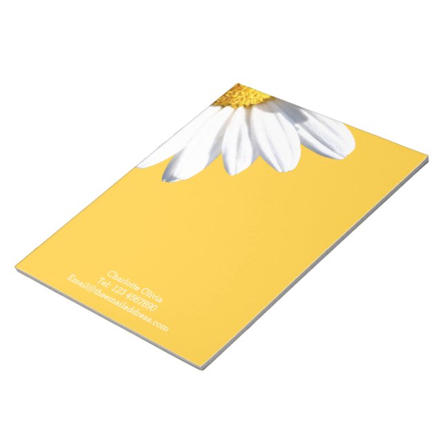 Bloc De Notas Big Daisy On Yellow Background Personalizado (Lado Derecho)