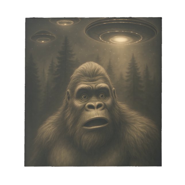 Bloc De Notas Bigfoot Sasquatch Alien UFO Funny (Frente)