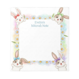 Bloc De Notas Bilepad de Bunny Rabbit Personalizado Mitzvah Note
