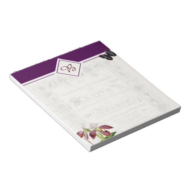 Bloc De Notas Billete botánico de orquídea y mariposa (Lado Derecho)