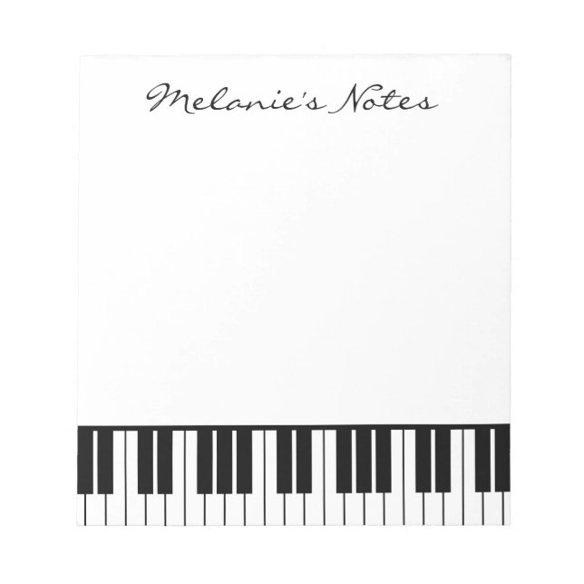 Bloc De Notas Billete de piano blanco y negro para pianista (Frente)