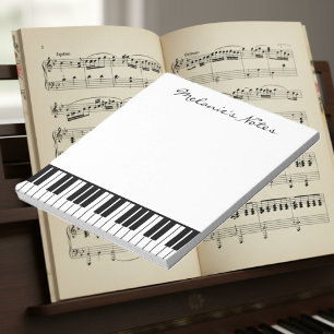 Bloc De Notas Billete de piano blanco y negro para pianista