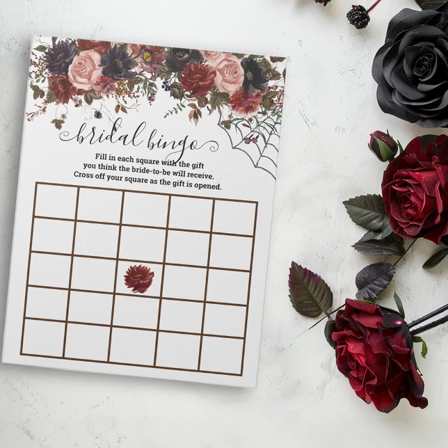 Bloc De Notas Bingo Floral Boho de Otoño para Bodas de Halloween (Subido por el creador)