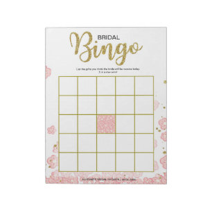 Bloc De Notas Bingo Nupcial con Flores Rosadas