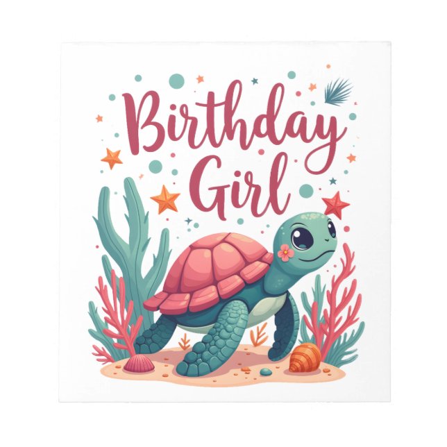 Bloc De Notas Birthday Girl Sea Turtle Theme Birthday Party Ocea (Frente)