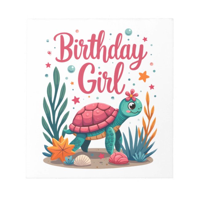 Bloc De Notas Birthday Girl Sea Turtle Theme Birthday Party Ocea (Frente)