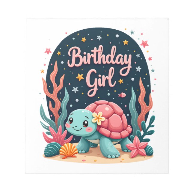 Bloc De Notas Birthday Girl Sea Turtle Theme Birthday Party Ocea (Frente)