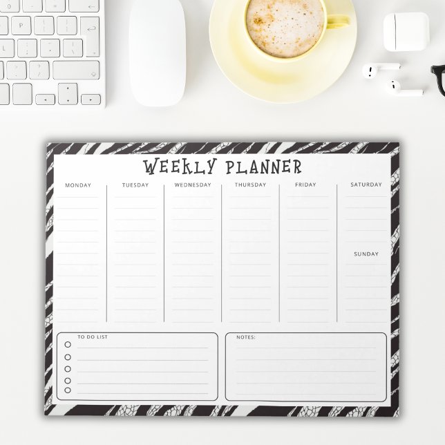 Bloc De Notas Black and White Undated Weekly Vertical Planner (Subido por el creador)
