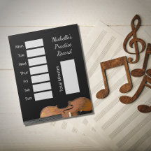 Black Chalkboard Musical Violin Practice Record